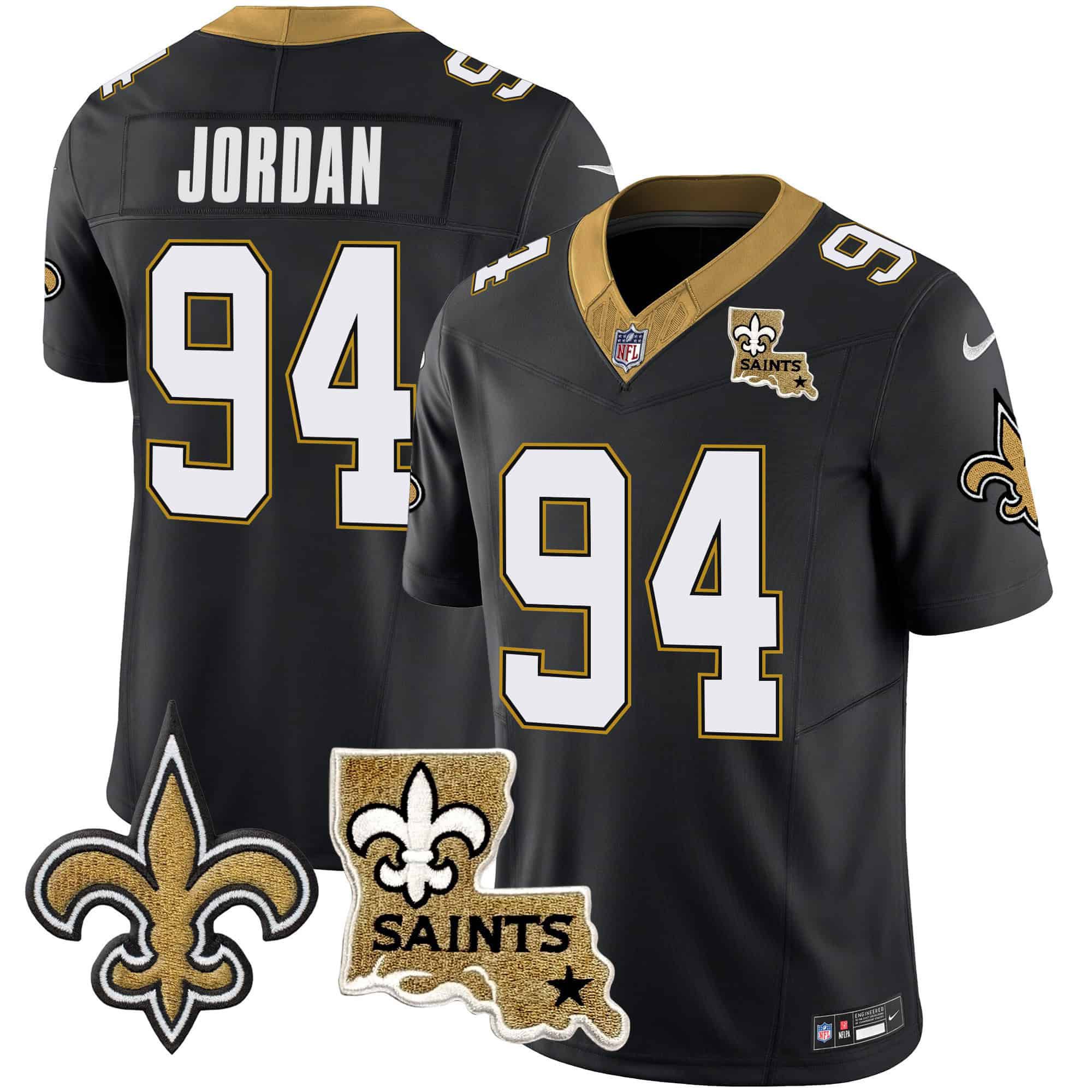 Men New Orleans Saints 94 Jordan Black 2024 Nike Vapor Limited NFL Jersey style 1